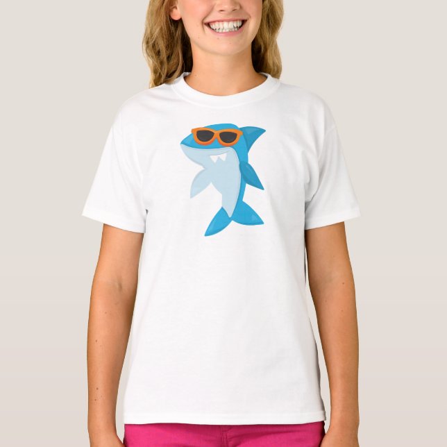 Cute Shark, Coola Shark, haj med solglasögon T Shirt (Framsida)