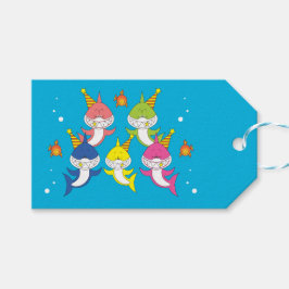 Cute Shark Family Tecknad Presentetikett