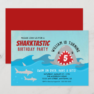 Cute Shark Födelsedagsfest för pojkar Inbjudningar
