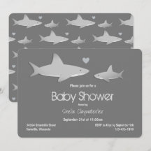 Cute Shark Grått Baby Shower