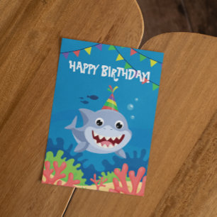 Cute Shark Grattis på födelsedagen under vatten Inbjudningar