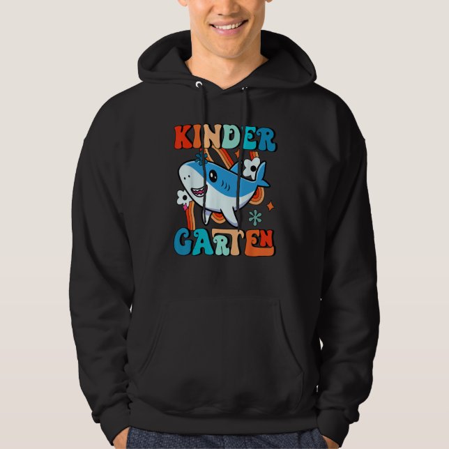 Cute Shark Hello Kindergarten First Day Of School Hoodie (Framsida)