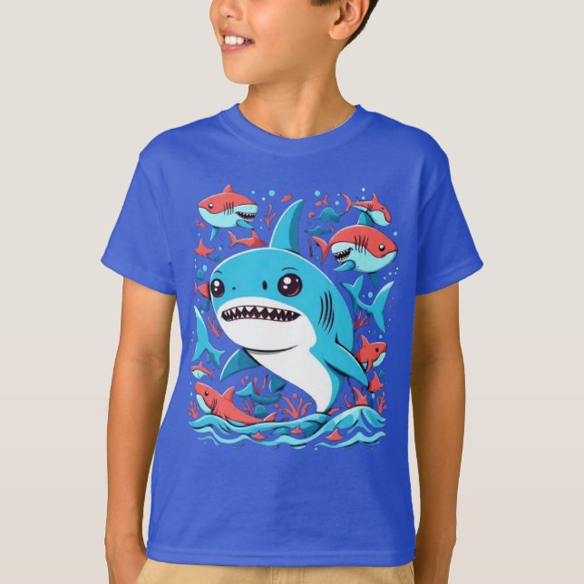 Cute shark hoppar i havet T-Shirt (Framsida)