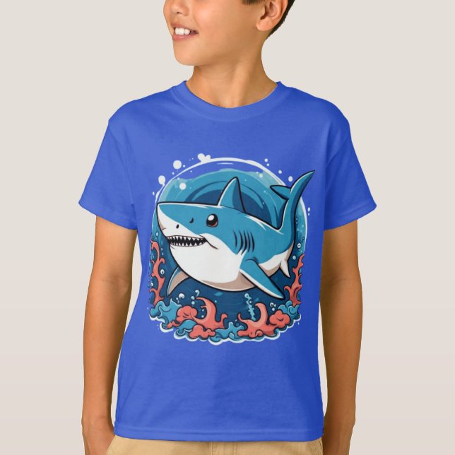 Cute shark hoppar i havet T-Shirt (Framsida)
