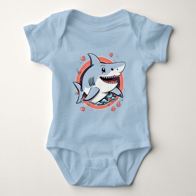 Cute shark hoppar i havet T-Shirt (Framsida)