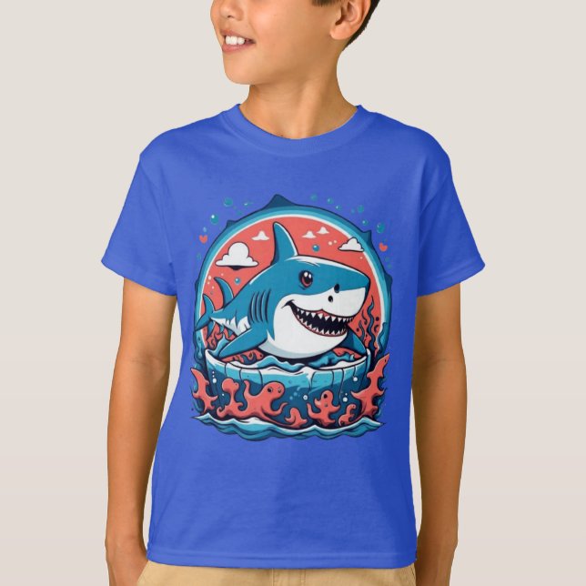 Cute shark hoppar i havet T-Shirt (Framsida)