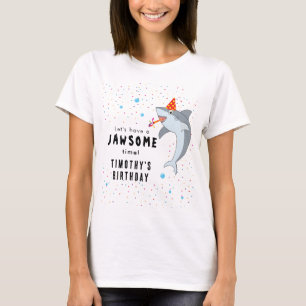 Cute Shark i Ocean Barns födelsedag Party Mamma T Shirt