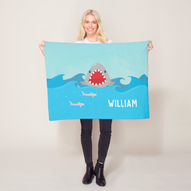 Cute Shark i Vatten | Bojor Fleecefilt (På plats)