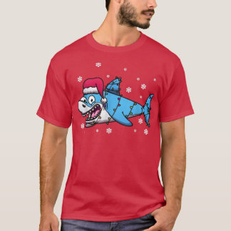 Cute Shark Julafton Ljus Santa Shark jul T Shirt