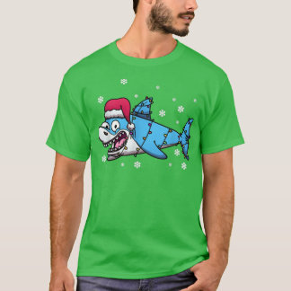 Cute Shark Julafton Ljus Santa Shark jul T Shirt