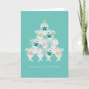 Cute Shark Julgran Helgdag Card Helgkort