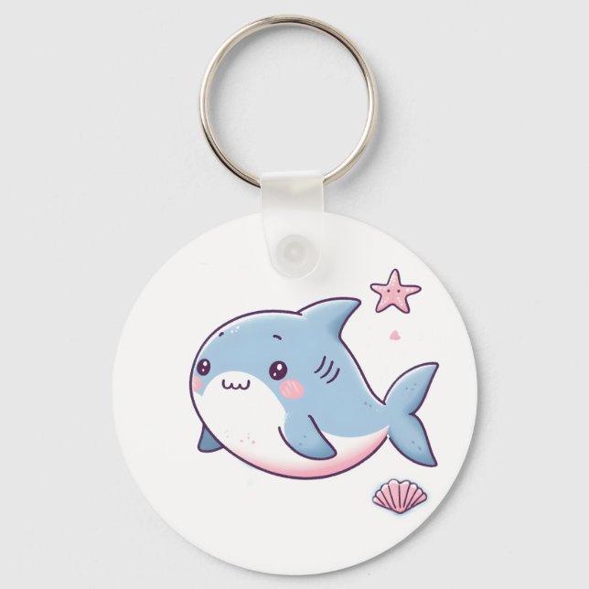 Cute Shark Keychain - Tillbehör med Roligten Ocean Nyckelring (Framsida)
