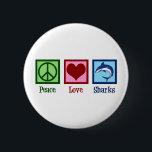 Cute Shark Knapp<br><div class="desc">Denna blåhajgåva från fantastisk är perfekt för ett skolteam med en underbar vit hajmascot. Coola Peace Kärlek Sharks design.</div>