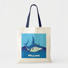 Cute shark lägg till namn Tote Bag Tygkasse