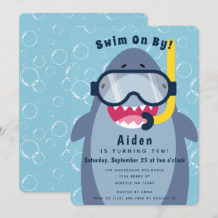 Cute Shark Party-födelsedagen Bassäng Inbjudningar