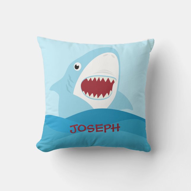 Cute Shark Pillow Kudde (Framsida)
