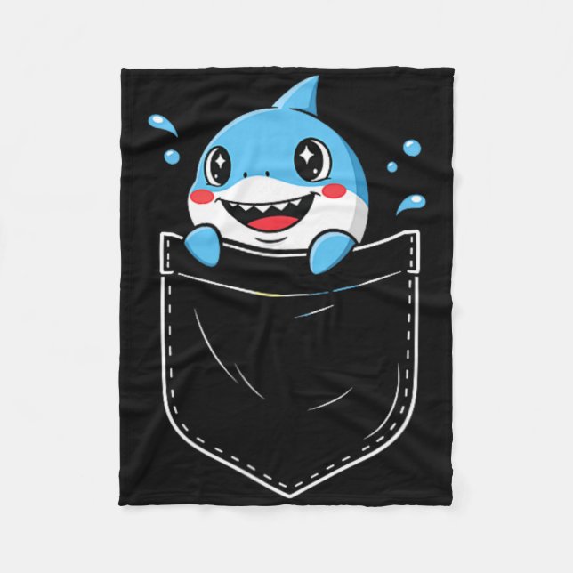 Cute Shark Pocket Meme Funny Fleecefilt (Framsidan)