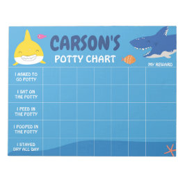 Cute Shark Potty Chart Personlig Namn & Aktivitete Anteckningsblock