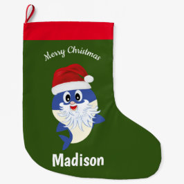 Cute Shark 🦈 Roligt Fab Kids Toppen Ocean Stor Julstrumpa