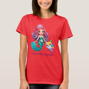 Cute Shark sjöjungfru prinsessan regnbåge, färgade T Shirt