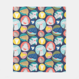 Cute Shark Specices Fleece Blanket