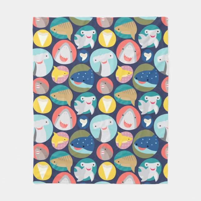 Cute Shark Specices Fleece Blanket (Framsidan)