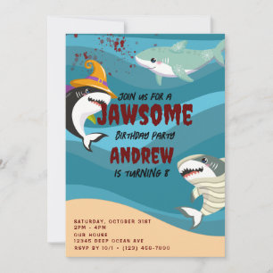 Cute Shark ThMehavean Halloween Costume Birthday Inbjudningar