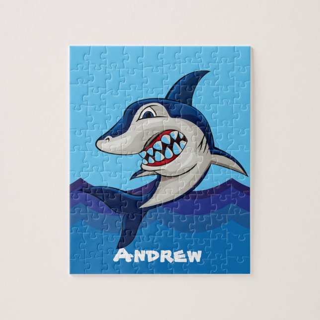 Cute shark, tillsätt namn pussel (Vertikal)