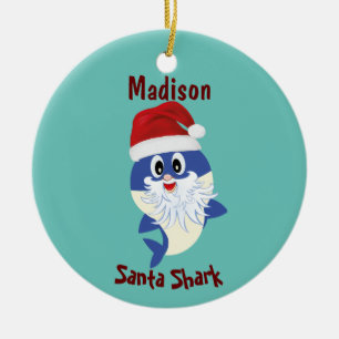 Cute Shark 🦈 Toppen Jultomten i Oceanen Julgransprydnad Keramik