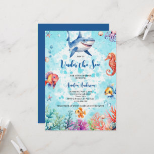 Cute Shark under Sea Creator Baby Shower Inbjudningar