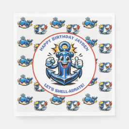 Cute Shark, Whale and Anchor Boy's Birthday Pappersservett