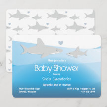 Cute Sharks and Ocean | Inbjudan till babyvisnings