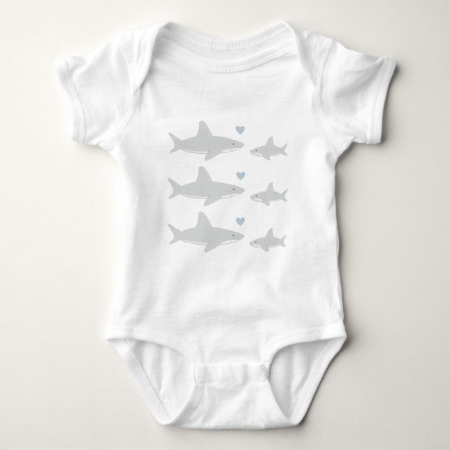 Cute Sharks | Baby Bodykostym T Shirt (Framsida)