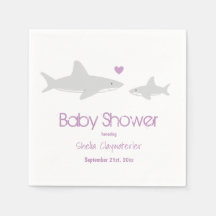 Cute Sharks Heart Lila Baby Shower