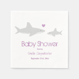 Cute Sharks Heart Lila Baby Shower Pappersservett