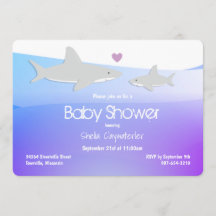 Cute Sharks Lila Ocean | Inbjudan till babyvisning