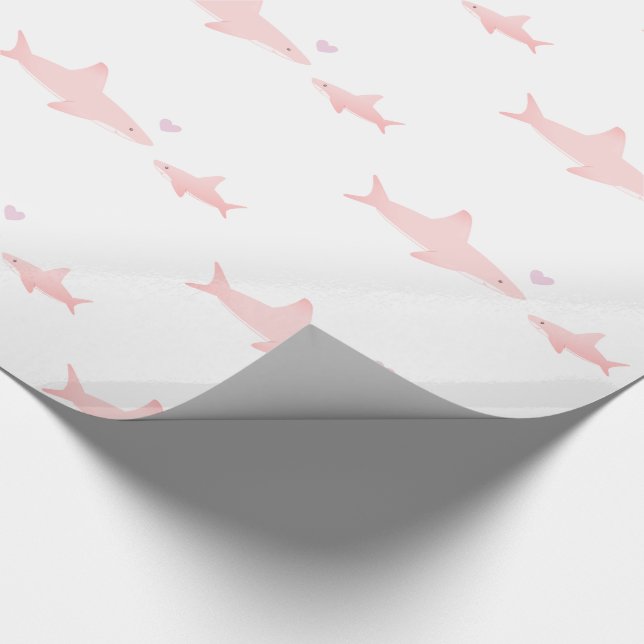 Cute Sharks Rosa White | Babyskor Presentpapper (Hörn)