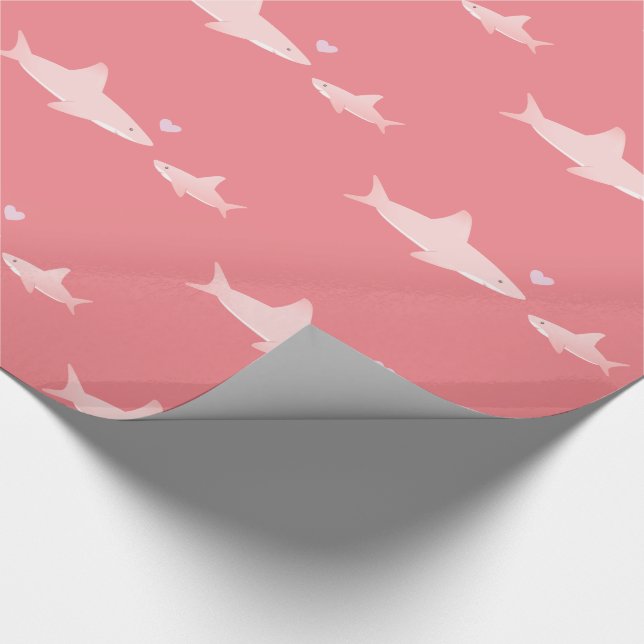 Cute Sharks Solid Rosa - bakgrund | Babyskor Presentpapper (Hörn)