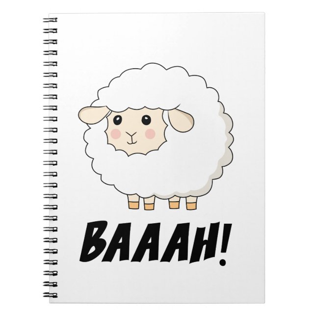 Cute Sheep Baaah Anteckningsbok (Framsidan)