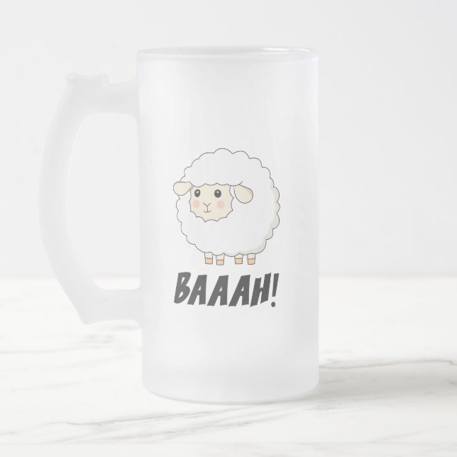 Cute Sheep Baaah Frostat Ölglas (Vänster)