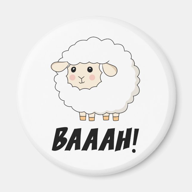 Cute Sheep Baaah Magnet (Framsidan)