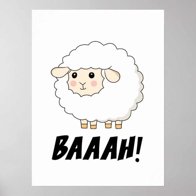 Cute Sheep Baaah Poster (Framsidan)