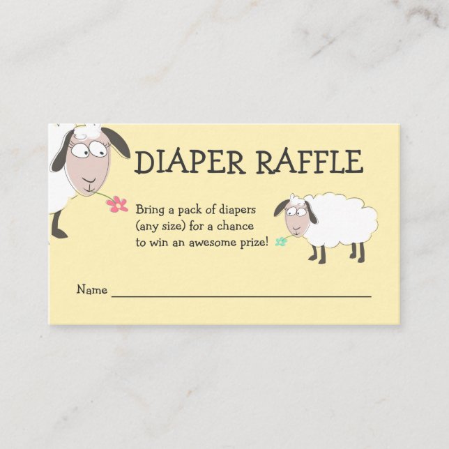 Cute Sheep, Baby Shower, Diaper Raffle Tilläggskort (Framsida)