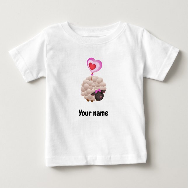 Cute Sheep Baby T-Shirt – Add Name (Framsida)