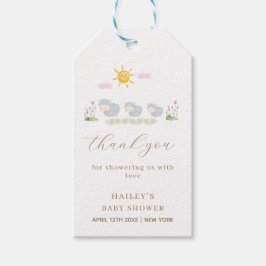 Cute Sheep Blommigt Garden Baby Shower Tack Presentetikett