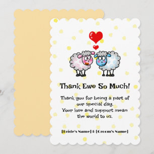 Cute Sheep Bröllop Tack Kort