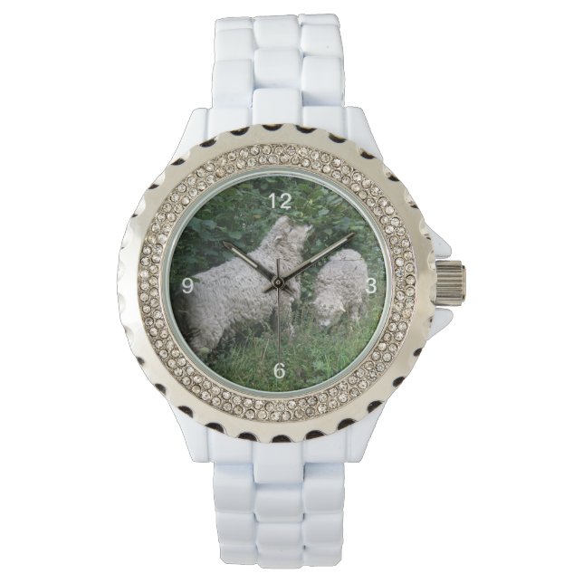 Cute Sheep Etikum Löv Rhinestone Watch Armbandsur (Framsida)