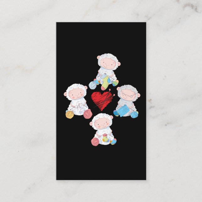 Cute Sheep-garnet Knitset Socks Crochet Grandmor Visitkort (Framsida)