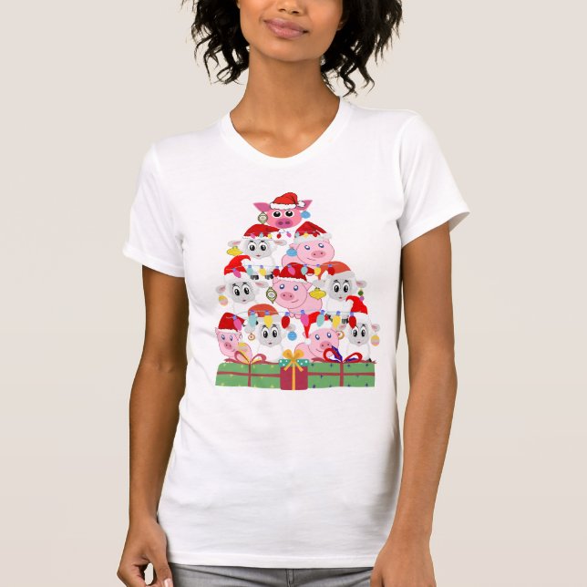 Cute Sheep Gris Julgran T Shirt (Framsida)
