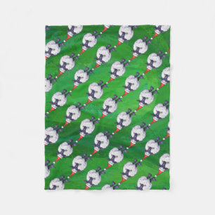Cute Sheep i Santa Hat på Grönt Fleecefilt